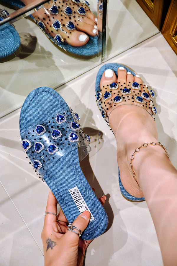 $35 Blue Jeweled Sandals